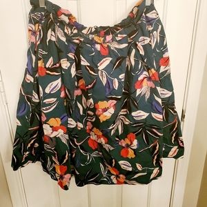 Jewel-Tone Teal Orange Blue Red Floral Skirt